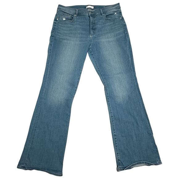 LOFT Destructed Mid Rise Boot Denim Jeans Womens Size 32 Classic Mid Stone Wash - Picture 1 of 7